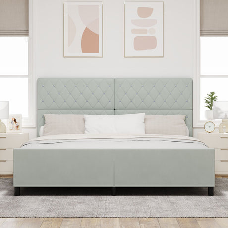 Bed Frame Light Grey 200X200 Cm Velvet