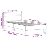 Bed Frame With Led Lights Artisan Oak 90X200 Cm Engineered Wood
