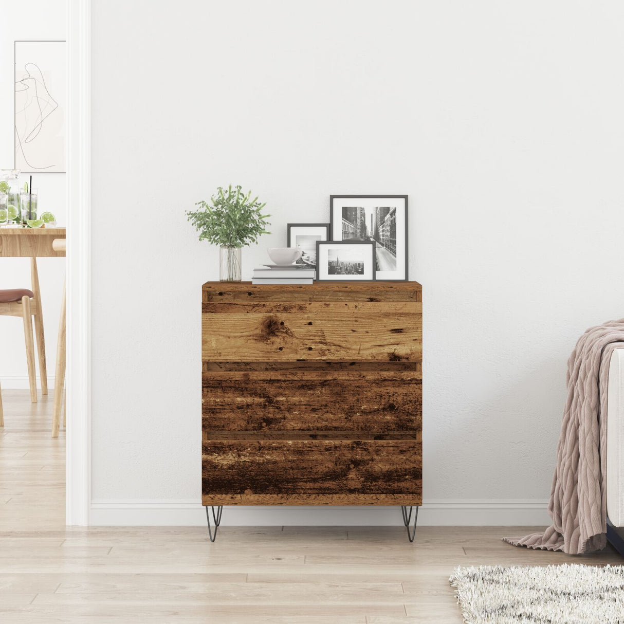 Sideboard With Drawers Old Wood 60X35X70 Cm Engineered Wood