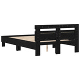 Oak Bed Frame Black Oak Engineered Wood 135 X 190 Cm Durable