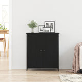 Sideboard Black Oak 70X30X80 Cm Engineered Wood And Steel