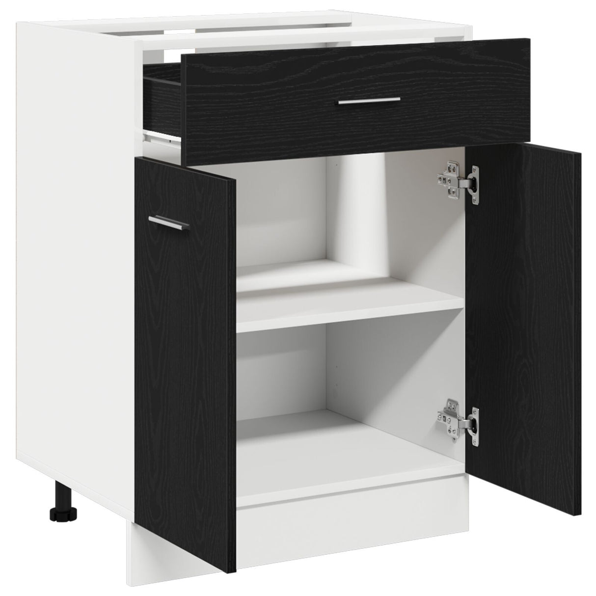 Black Oak Drawer Bottom Cabinet - 60X46X81.5 Cm Made From Engineered Wood