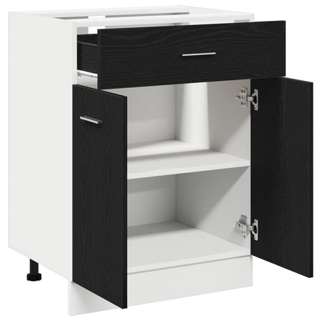 Black Oak Drawer Bottom Cabinet - 60X46X81.5 Cm Made From Engineered Wood