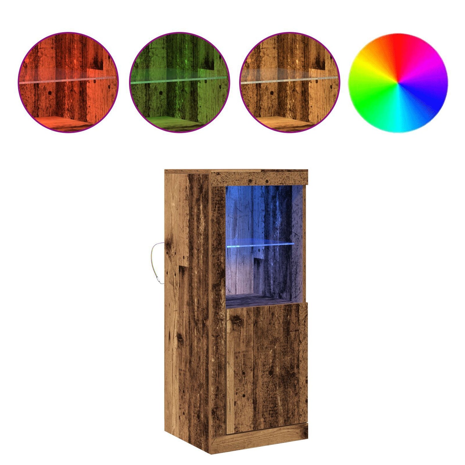 Sideboard With Led Lights Old Wood 41X37X100 Cm