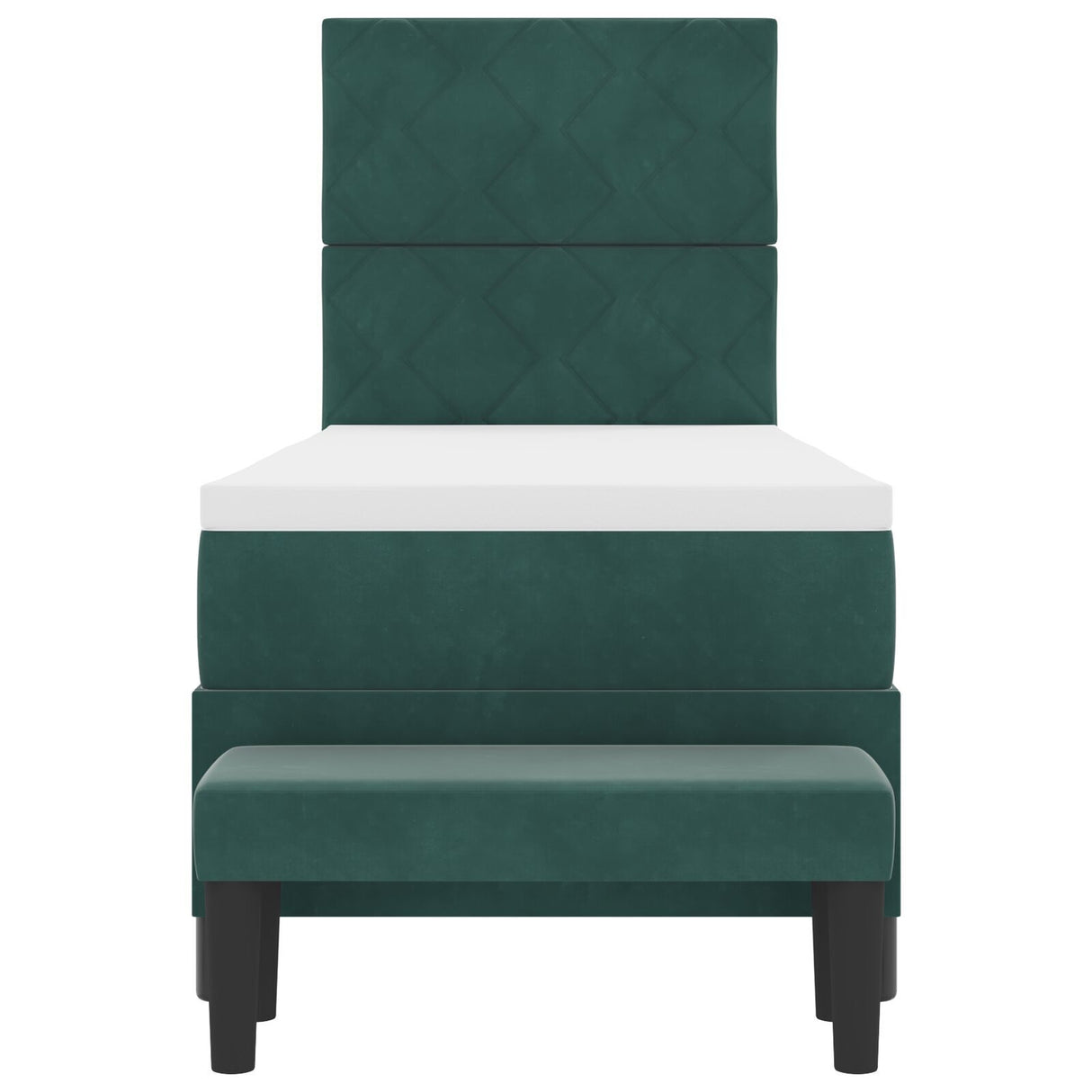 Box Spring Bed With Mattress & Bench Dark Green 80X200 Cm Velvet