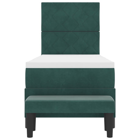 Box Spring Bed With Mattress & Bench Dark Green 80X200 Cm Velvet