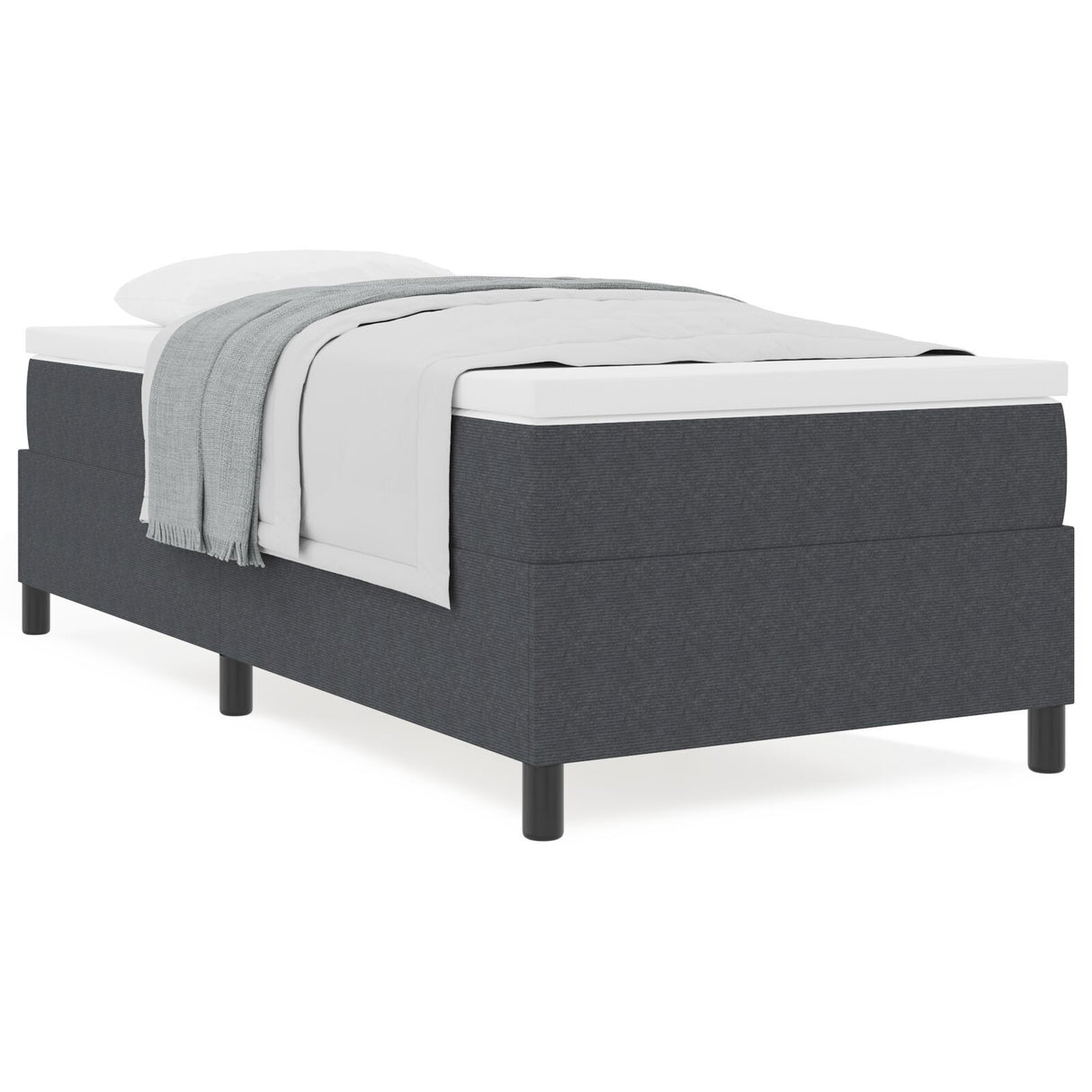 Box Spring Bed With Mattress Dark Grey 80X200 Cm Corduroy Fabric