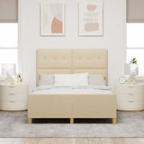 Bed Frame Cream 140X190 Cm Fabric