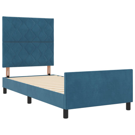 Bed Frame Dark Blue 90X200 Cm Velvet