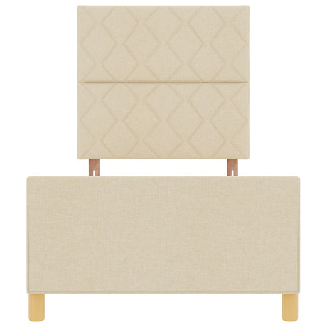 Bed Frame In Cream, 100X200 Cm, Made Of Fabric