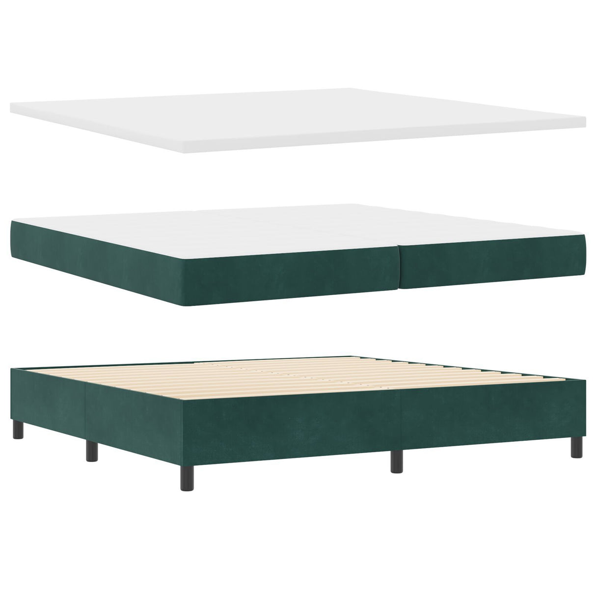 Box Spring Bed With Mattress Dark Green 200X200 Cm Velvet