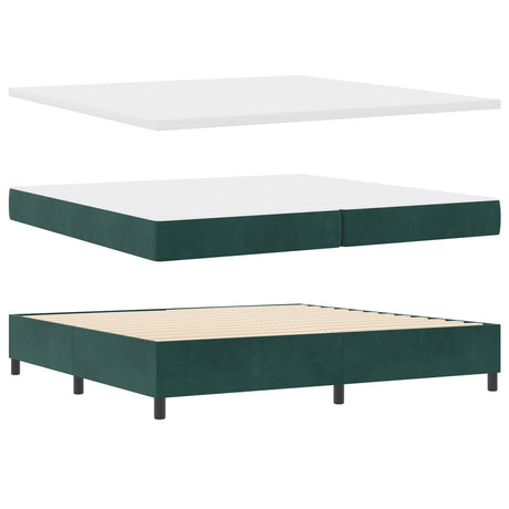 Box Spring Bed With Mattress Dark Green 200X200 Cm Velvet