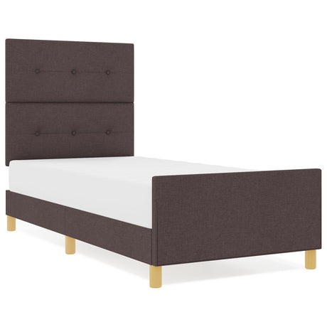 Bed Frame Dark Brown Wood, Fabric 80 X 200 Cm Durable Bed Frame
