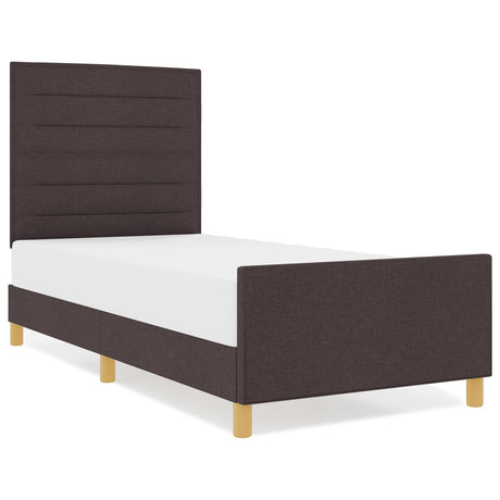 Bed Frame Dark Brown 100X200 Cm Fabric