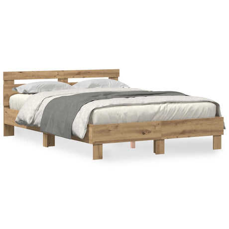 Wood Bed Frame Artisan Oak Wood 150 X 200 Cm