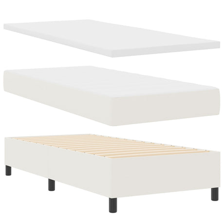Box Spring Bed With Mattress Cream 80X200 Cm Corduroy Fabric