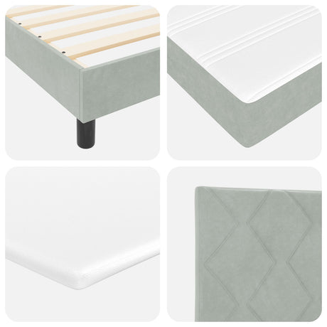 Box Spring Bed With Mattress & Led Light Grey 100X200 Cm Velvet