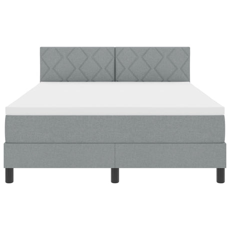 Box Spring Bed With Mattress & Led Light Grey 160X200 Cm Fabric