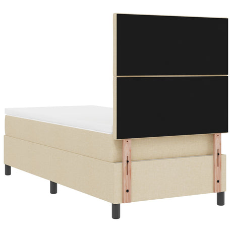 Box Spring Bed With Mattress & Led Cream 100X200 Cm Fabric