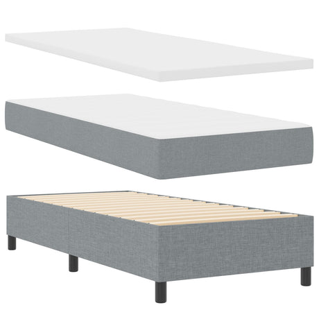 Box Spring Bed With Mattress & Led Light Grey 100X200 Cm Fabric