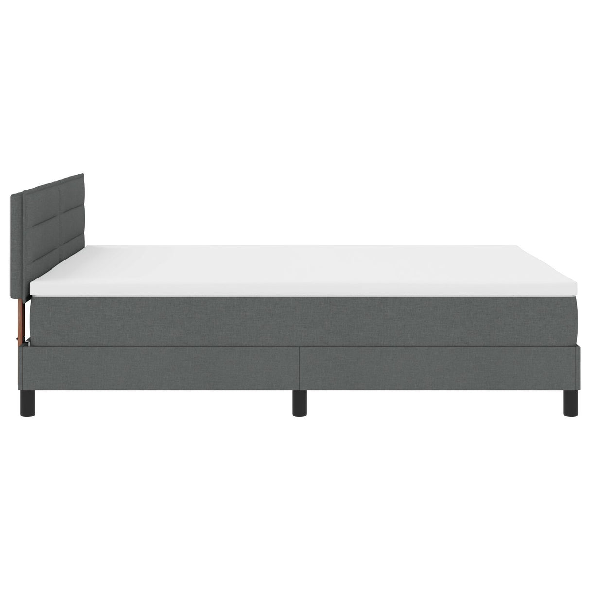 Box Spring Bed With Mattress & Led Dark Grey 140X190 Cm Fabric
