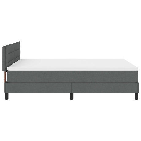 Box Spring Bed With Mattress & Led Dark Grey 140X190 Cm Fabric