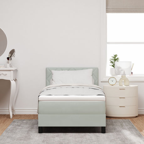 Box Spring Bed With Mattress & Led Light Grey 100X200 Cm Velvet
