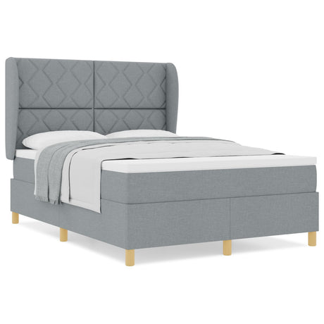 Box Spring Bed With Mattress Light Grey 160X200 Cm Fabric
