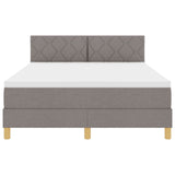 Box Spring Bed With Mattress & Led Taupe 160X200 Cm Fabric