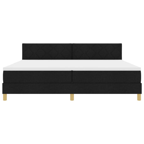 Box Spring Bed With Mattress & Led Black 200X200 Cm Fabric