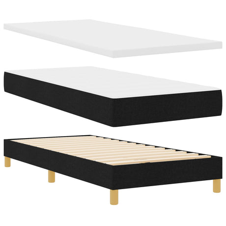 Box Spring Bed With Mattress & Led Black 100X200 Cm Fabric