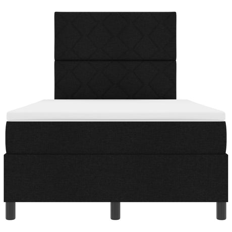 Box Spring Bed With Mattress & Led Black 120X190 Cm Fabric
