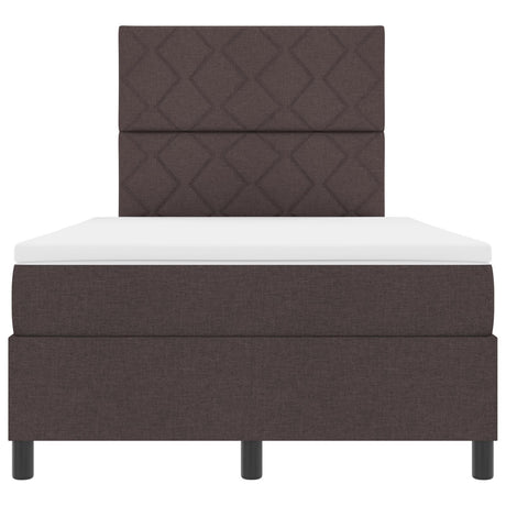 Box Spring Bed With Mattress & Led Dark Brown 120X200 Cm Fabric