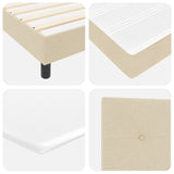 Box Spring Bed With Mattress & Led Cream 120X190 Cm Fabric