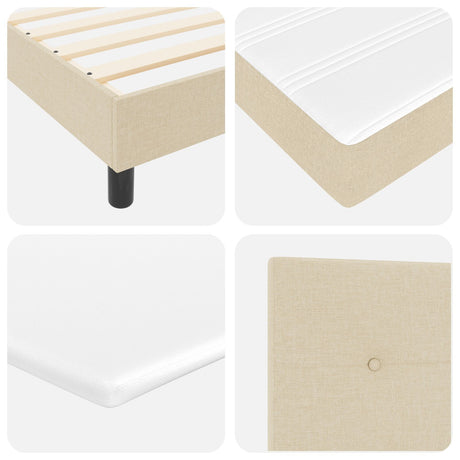 Box Spring Bed With Mattress & Led Cream 120X190 Cm Fabric