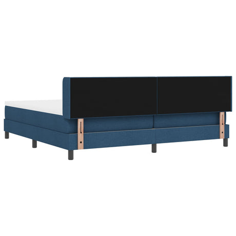 Box Spring Bed With Mattress Blue 200X200 Cm Fabric,  Headboard Button Tufted Blue 200 Cm Fabric