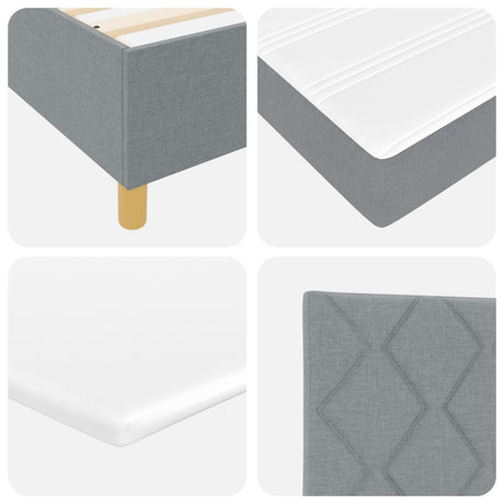 Box Spring Bed With Mattress & Led Light Grey 90X190 Cm Fabric