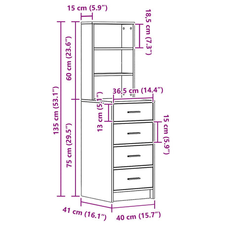 Highboard 40X41X135 Cm Engineered Wood