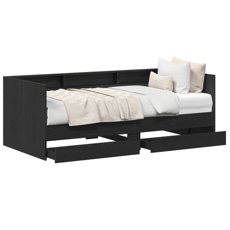 Day Bed With Drawers Concrete Grey 90X200 Cm Engineered Wood