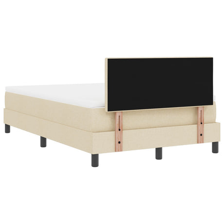 Box Spring Bed With Mattress & Led Cream 120X190 Cm Fabric