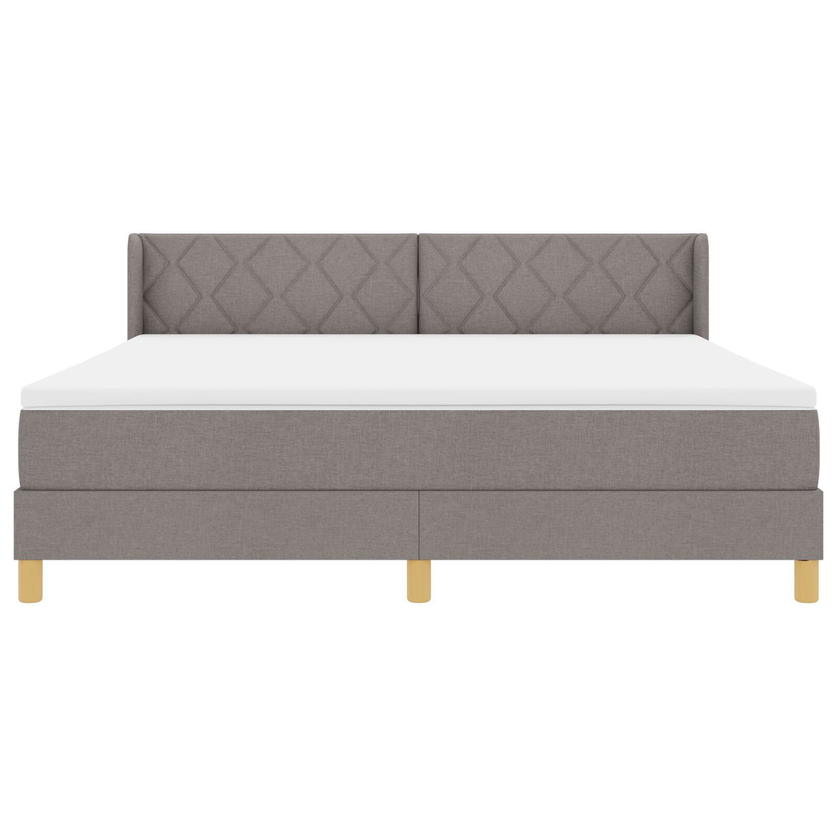Box Spring Bed With Mattress Taupe 180X200 Cm Fabric,  Headboard Diamond Blocks Design Taupe 180 Cm Fabric