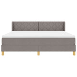 Box Spring Bed With Mattress Taupe 180X200 Cm Fabric,  Headboard Diamond Blocks Design Taupe 180 Cm Fabric