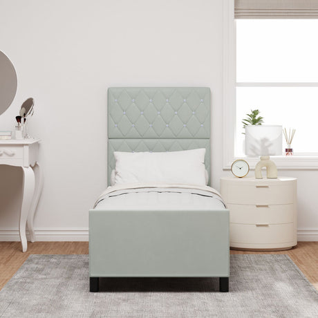 Light Grey Velvet Bed Frame 80X200 Cm