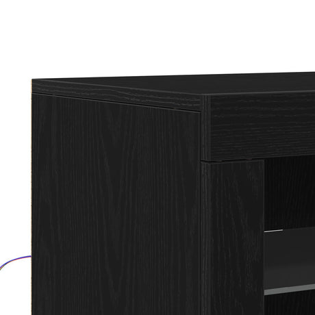 Sideboard With Led Lights Black Oak 60,5X37X100 Cm