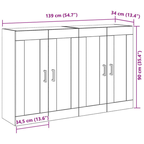 Wall Mounted Cabinets 2 Pcs Old Wood 69,5X34X90 Cm Engineered Wood