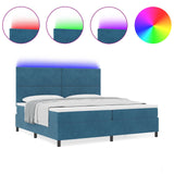 Box Spring Bed With Mattress & Led Dark Blue 200X200 Cm Velvet