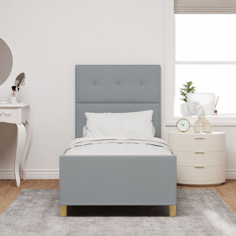Light Grey Fabric Bed Frame 90X190 Cm