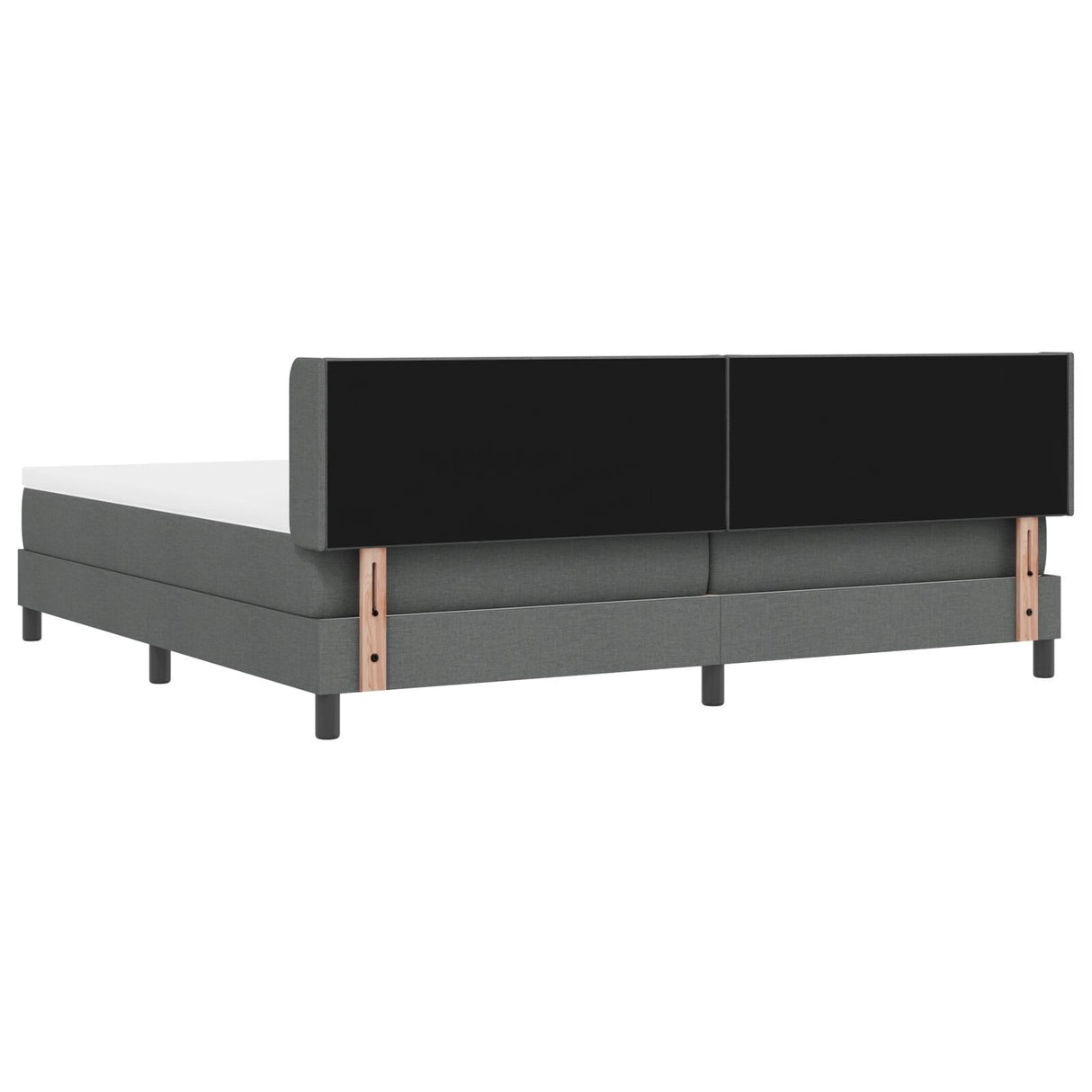 Box Spring Bed With Mattress Dark Grey 200X200 Cm Fabric,  Headboard Diamond Blocks Design Dark Grey 200 Cm Fabric