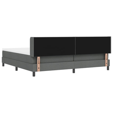 Box Spring Bed With Mattress Dark Grey 200X200 Cm Fabric,  Headboard Diamond Blocks Design Dark Grey 200 Cm Fabric