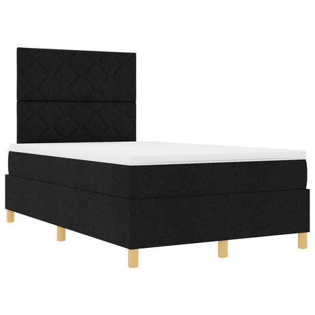 Box Spring Bed With Mattress & Led Black 120X200 Cm Fabric